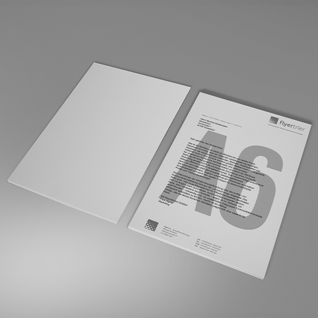 Briefpapier DIN A6, 1/0 farbig<br>(Vorderseite: Graustufen / Rückseite: unbedruckt)