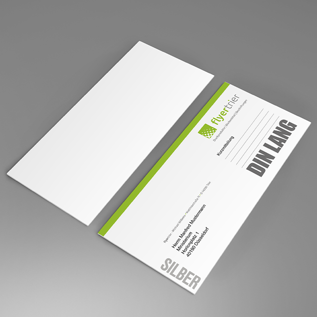 Briefpapier DIN lang, 5/0 farbig<br>(Vorderseite: CMYK 4-farbig + Silber-Farbe / Rückseite: unbedruckt)