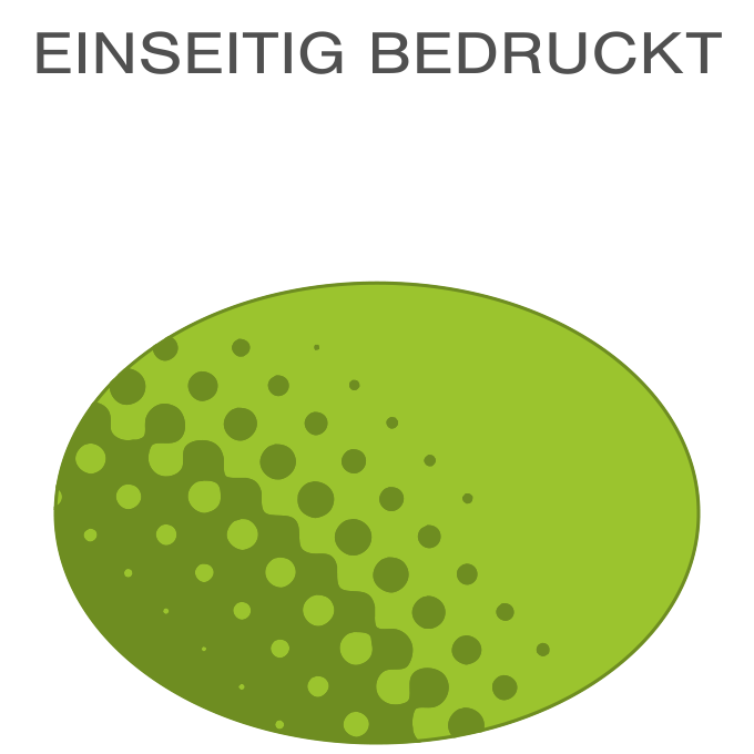 Hartschaumplatte mit ANTI-GRAFFITI-LACK GLÄNZEND oval (oval konturgefräst) <br>einseitig 4/0-farbig bedruckt