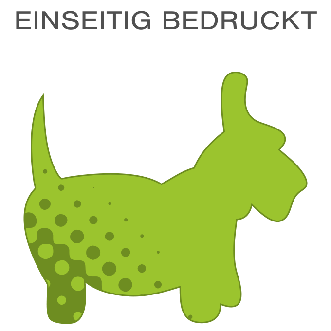 Hochwertige Fassadenfolie in Hund-Form konturgeschnitten <br>einseitig 4/0-farbig bedruckt