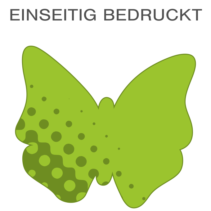Karton mit Wabenstruktur in Schmetterling-Form konturgefräst <br>einseitig 4/0-farbig bedruckt